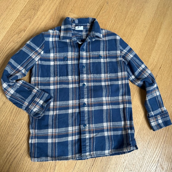 GAP Kid's Boy's Button Up Plaid Shirt Pockets Blue Small - Picture 1 of 5